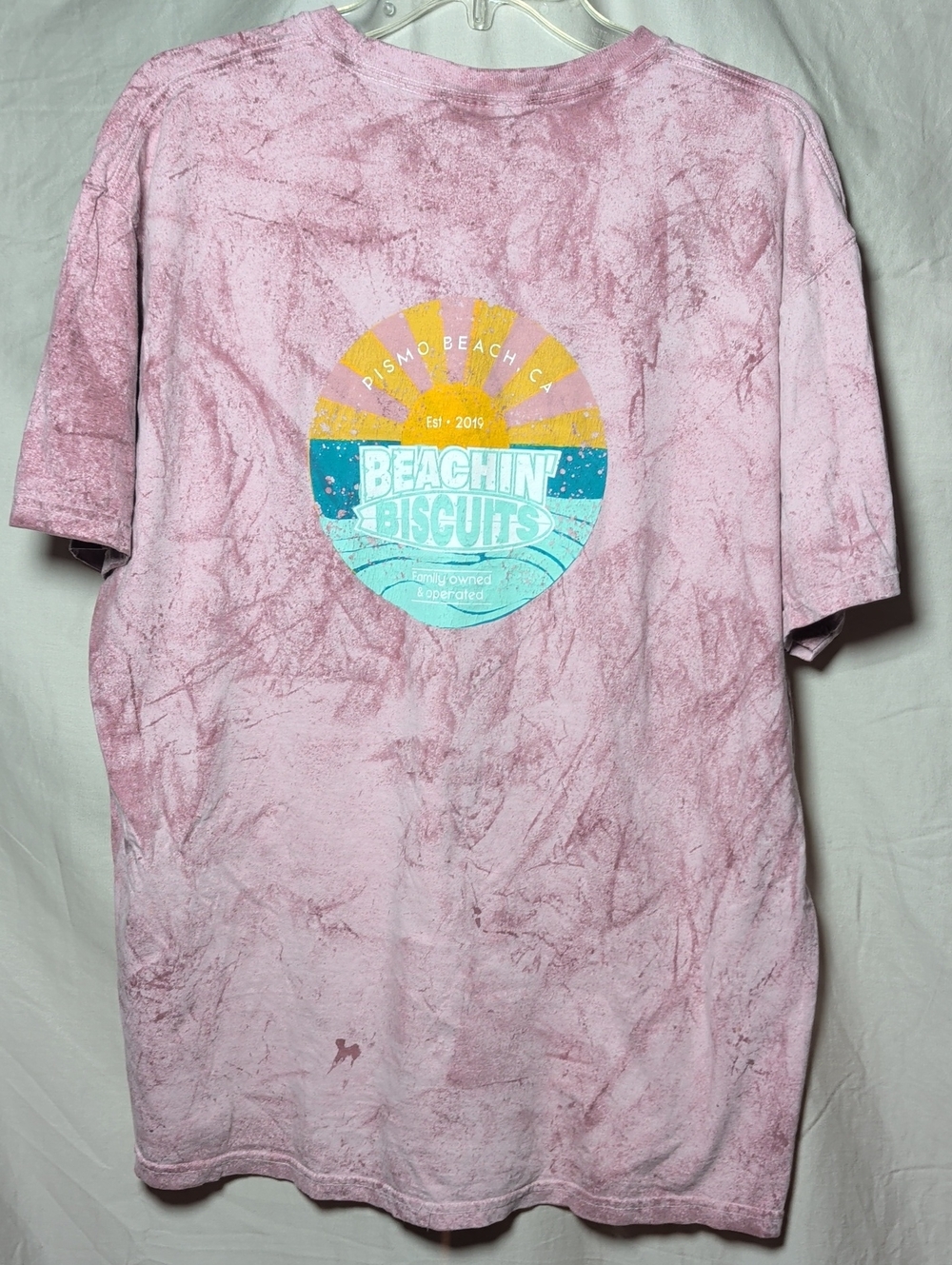 Comfort Colors Pink Tie-Dye Short Sleeve Tee with Beachin' Biscuits Graphic